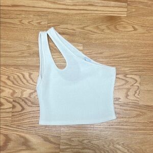 Princess Polly Cream Asymmetrical Ribbed Tank